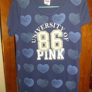 PINK Victoria's Secret Blue Polo T-Shirt Short Sleeve